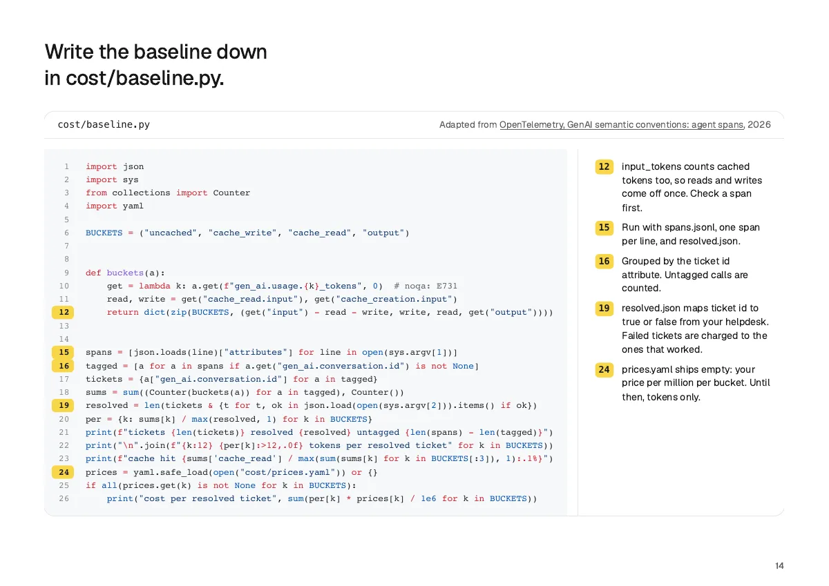 Page 14: Write the baseline down in cost/baseline.py.